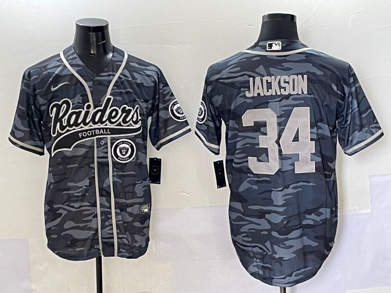 Men 2025 Oakland Raiders #34 Jackson Camo Joint Name Nike Limited NFL Jersey style 8